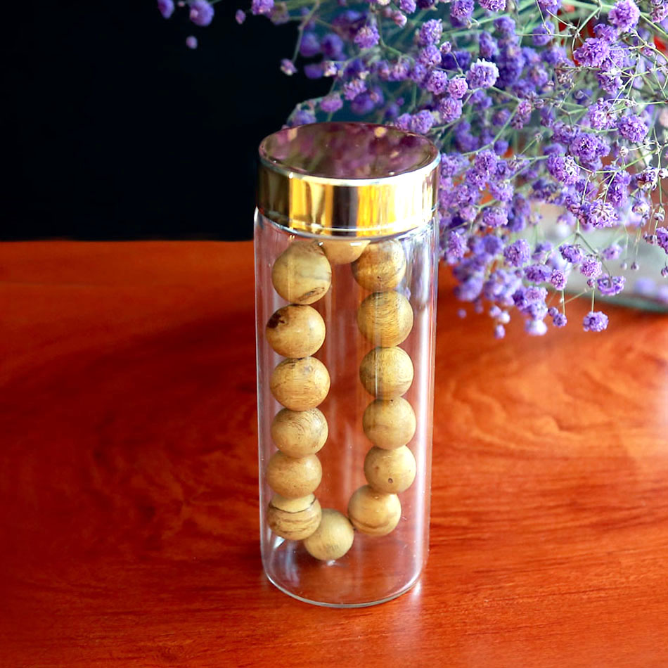 Chuỗi Vòng Tay Gỗ Trầm Hương Indo Tóc Quần, 15mm